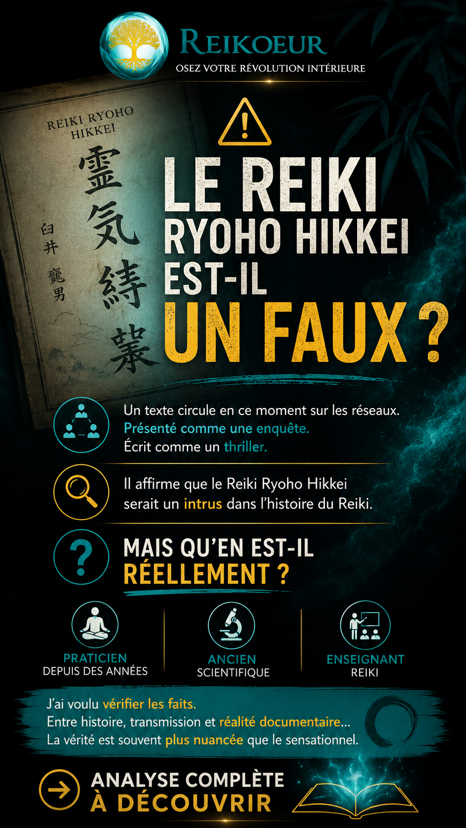 Lire la suite à propos de l’article Le Reiki Ryoho Hikkei est-il un faux ? Ce que dit vraiment l&rsquo;histoire